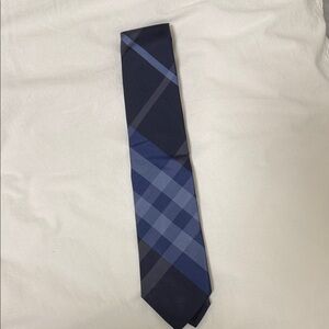 Burberry Navy and Blue Plaid Silk Tie